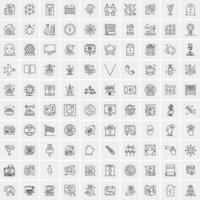 paquete de 100 iconos de líneas universales para móviles y web vector