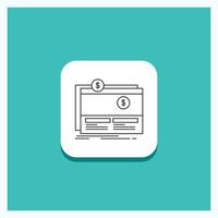 Round Button for Crowdfunding. funding. fundraising. platform. website Line icon Turquoise Background vector