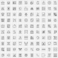 paquete de 100 iconos de líneas universales para móviles y web vector