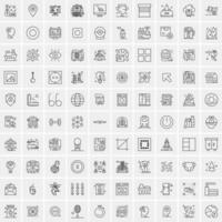 paquete de 100 iconos de líneas universales para móviles y web vector