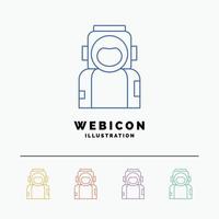 astronauta. espacio. astronauta. casco. plantilla de icono web de línea de color de traje 5 aislada en blanco. ilustración vectorial vector