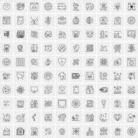 paquete de 100 iconos de líneas universales para móviles y web vector