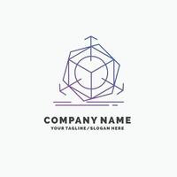 3d. change. correction. modification. object Purple Business Logo Template. Place for Tagline vector