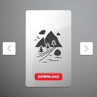 rocks. tree. hill. mountain. nature Glyph Icon vector