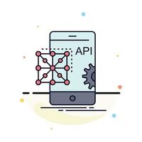 vector de icono de color plano móvil de desarrollo de codificación de aplicaciones api