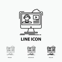 tutorials. video. media. online. education Icon in Thin. Regular and Bold Line Style. Vector illustration