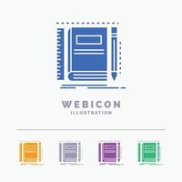 Book. notebook. notepad. pocket. sketching 5 Color Glyph Web Icon Template isolated on white. Vector illustration