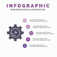 engranaje ajuste laboratorio química sólido icono infografía 5 pasos presentación antecedentes vector