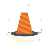 Cone Protection Road Roadblock Stop Warning Abstract Flat Color Icon Template vector