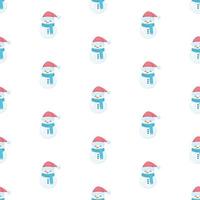Seamless pattern with cute snowman. vector illustration