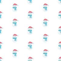 Seamless pattern with cute snowman. vector illustration