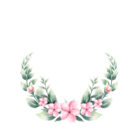 Watercolor pink flower wreath png