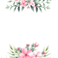 Watercolor pink flower frame png