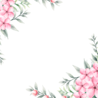 Watercolor pink flower frame png