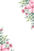 cadre fleur rose aquarelle png