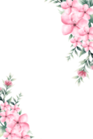 cadre fleur rose aquarelle png