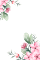 Watercolor pink flower frame png