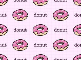 Donut cartoon character seamless pattern on pink background vector