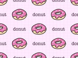 Donut cartoon character seamless pattern on pink background vector