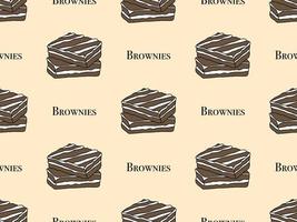 Brownies cartoon character seamless pattern on yellow background vector