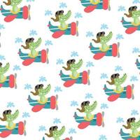 crocodile pattern on a plane with happy feelings vector