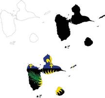 Map of Guadeloupe with flag. Outline map Guadeloupe. Guadeloupe vector map silhouette. flat style.