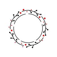 twigs round frame. branches element postcard. floral circle ornament with place for text. berry wreath vector