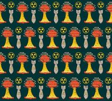 EMERALD VECTOR SEAMLESS PATTERN WITH ELEMENTS OF NUCLEAR WAR