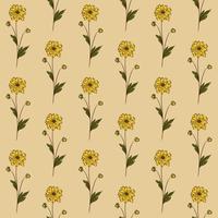 BEIGE VECTOR SEAMLESS BACKGROUND WITH YELLOW WILDFLOWERS OF RUDBECKIA