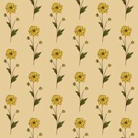 BEIGE VECTOR SEAMLESS BACKGROUND WITH YELLOW WILDFLOWERS OF RUDBECKIA