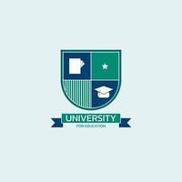 logotipo del emblema de la universidad con cuatro secciones de forma. vector
