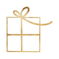 Gold Metallic Gift Box Outlined png