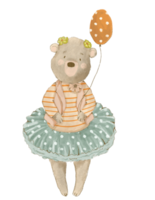 vintage teddy bear circus clown, kids illustration for circus party png