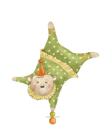 vintage teddybär zirkusclown, kinderillustration für zirkusparty png