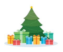 Christmas tree and gifts decoration illustration png