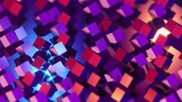 Multicolored metal cubes roll on the surface. Infinitely looped animation. video