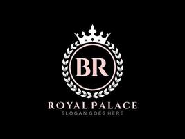 Letter BR Antique royal luxury victorian logo with ornamental frame. vector