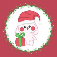 Cute doodle Christmas baby bunny vector isolated illustration