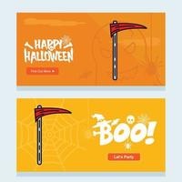 diseño de invitación de feliz halloween con vector de hacha