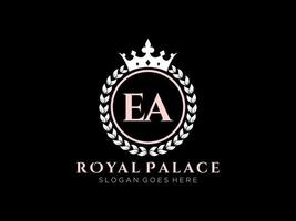 Letter EA Antique royal luxury victorian logo with ornamental frame. vector