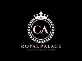 Letter CA Antique royal luxury victorian logo with ornamental frame. vector
