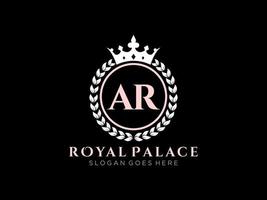 Letter AR Antique royal luxury victorian logo with ornamental frame. vector