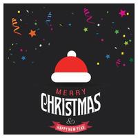 Merry Christmas card design with creative typography and dark background vector