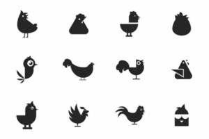 conjunto de diseño de icono de vectores de gallina