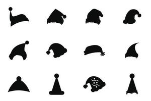 conjunto de iconos de vectores de sombrero de navidad