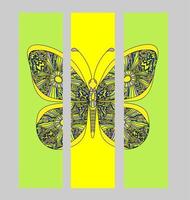 Set of bookmarks with colorful tropical butterfly. vector