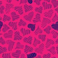 Seamless pattern with hand drawn pink hearts on the pink background. vector