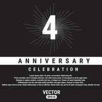 4 Years Anniversary Celebration Template On Black Background. Eps10 Vector illustration.