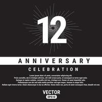 12 Years Anniversary Celebration Template On Black Background. Eps10 Vector illustration.