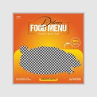 Fresh and healthy food menu social media post banner or editable square food banner template vector